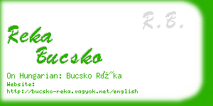 reka bucsko business card